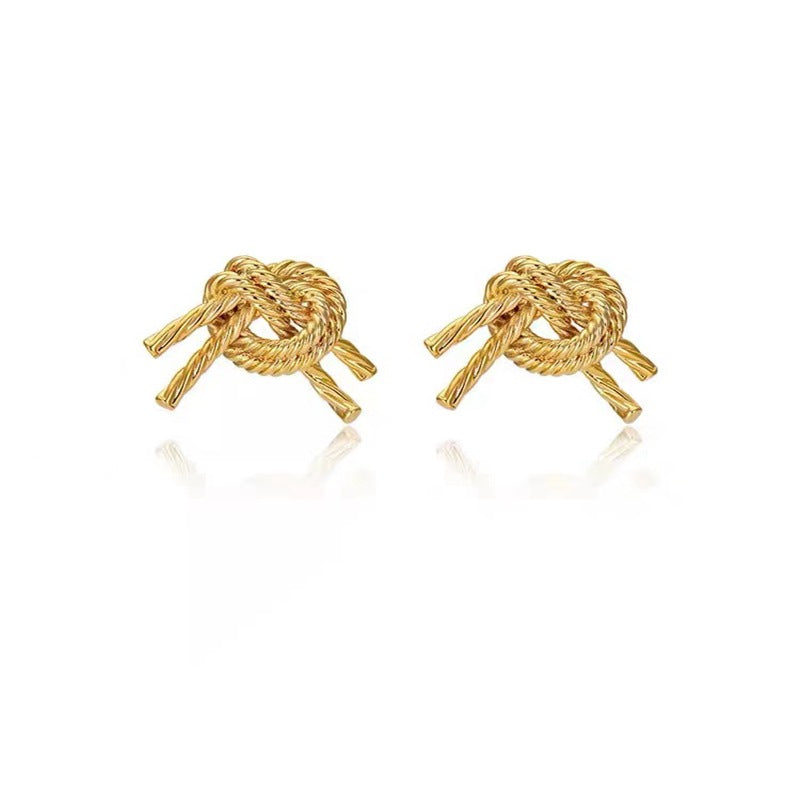 925 Sterling Silver Twisted Knot 18K Gold Plated Earring