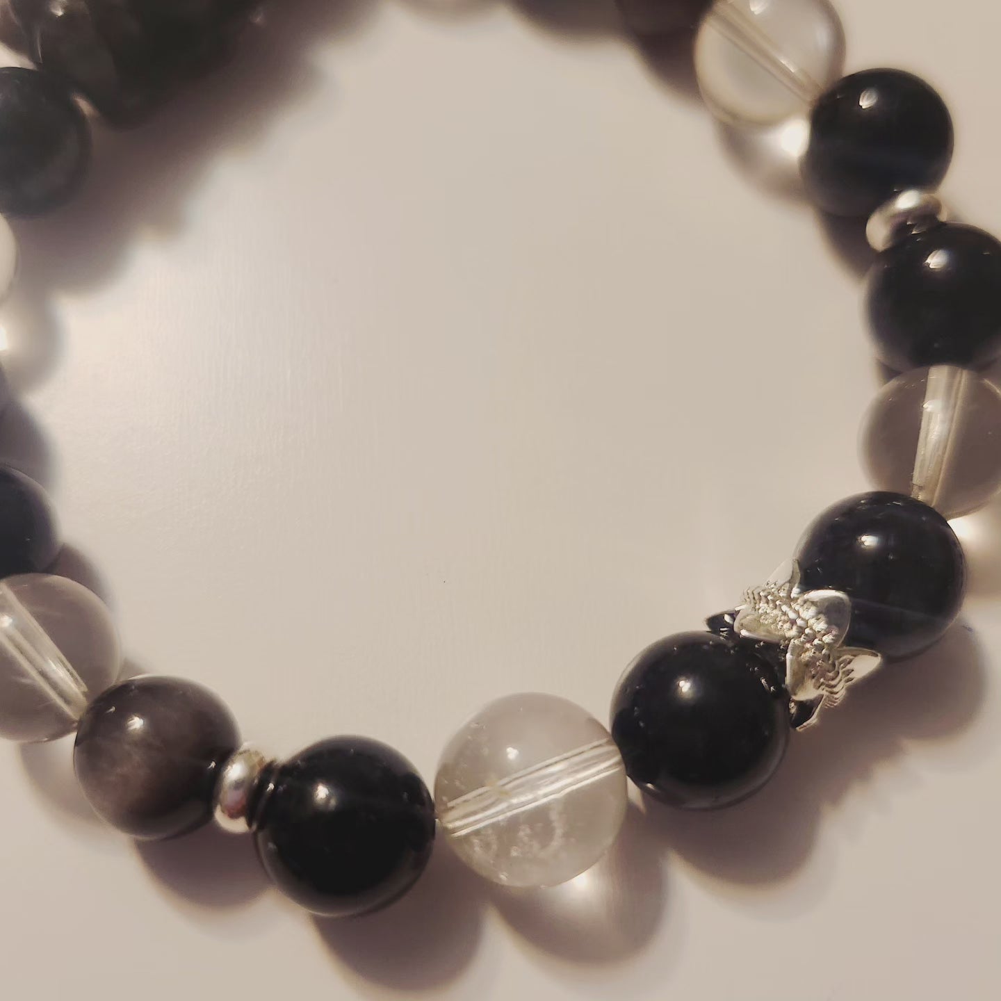 Handmade Crystal Bracelet- Obsidian Fox