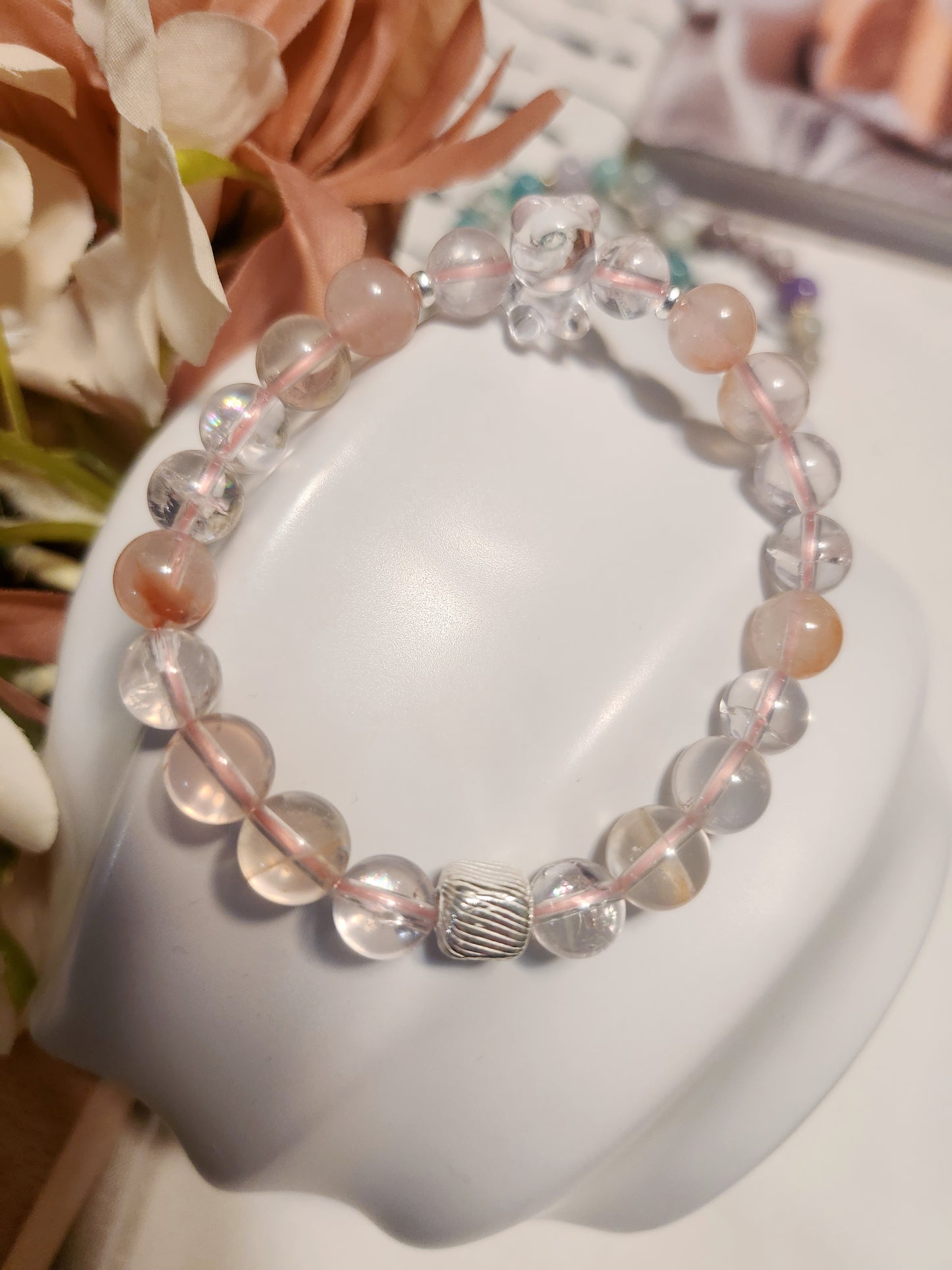 Handmade Crystal Bracelet- Gentle Bear Radiance. S925 Sterling Silver