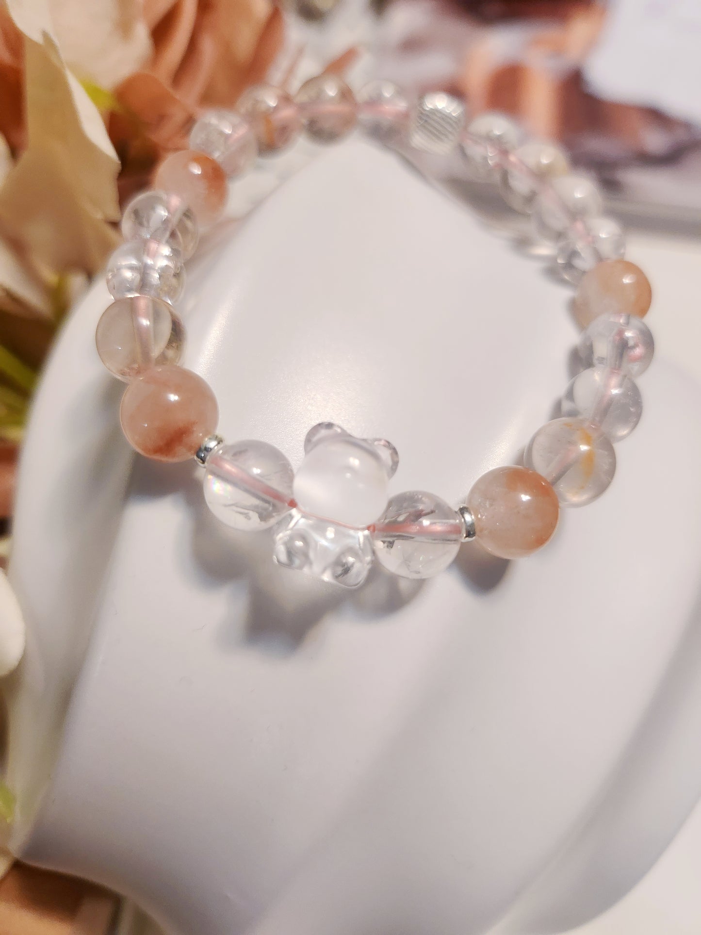 Handmade Crystal Bracelet- Gentle Bear Radiance. S925 Sterling Silver