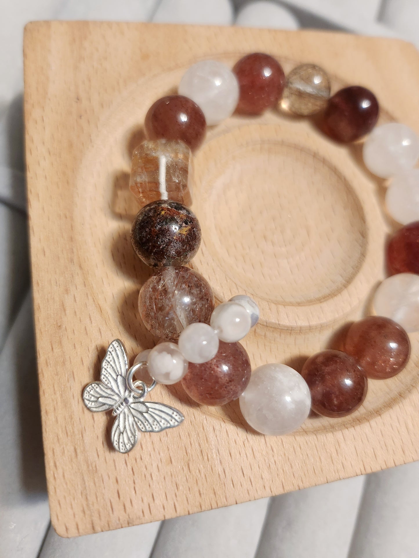 S925 sterling Silver Handmade Crystal Bracelet- Rustic Elegance