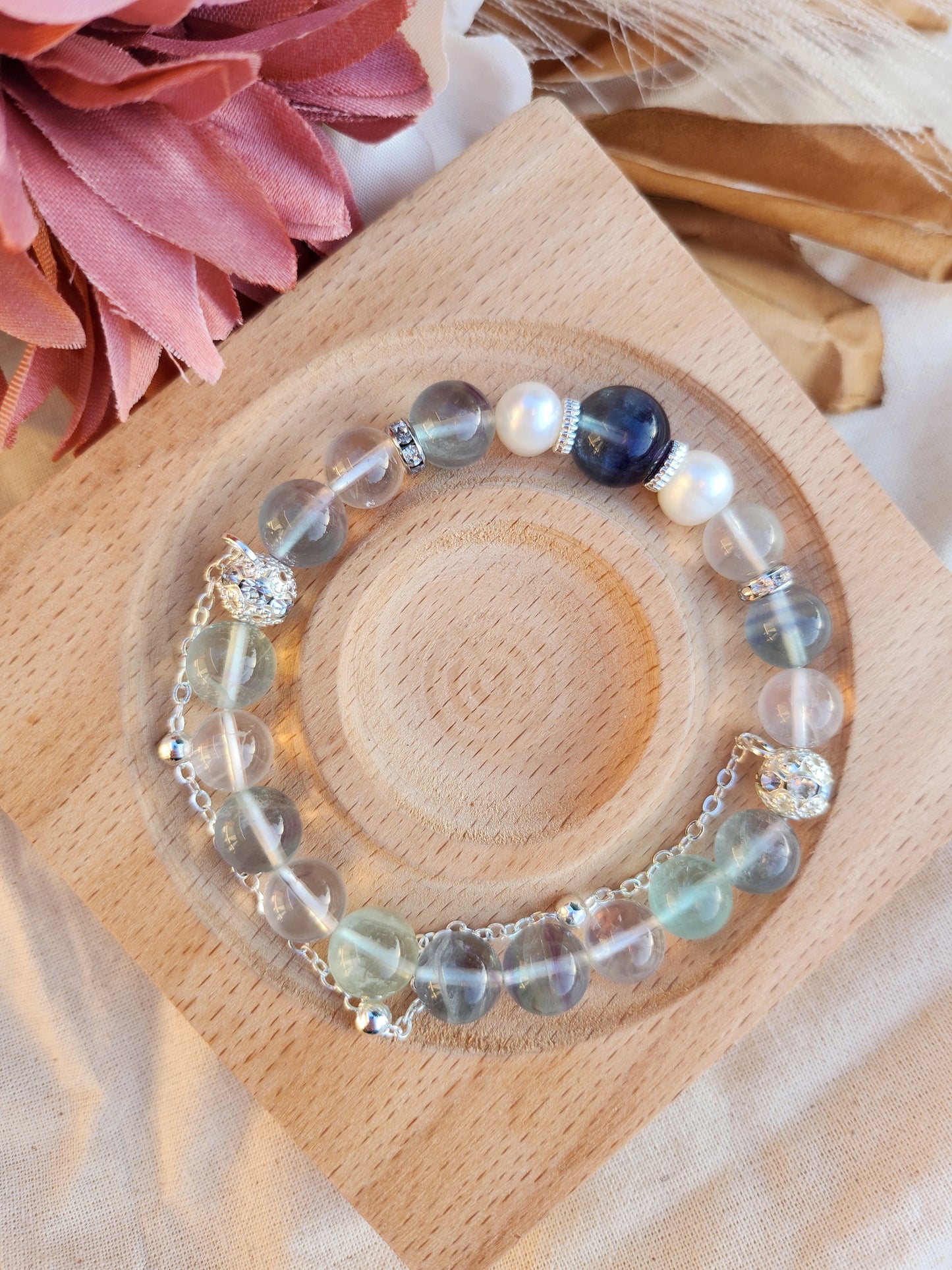 Handmade Crystal Bracelet- Mint Iceberg