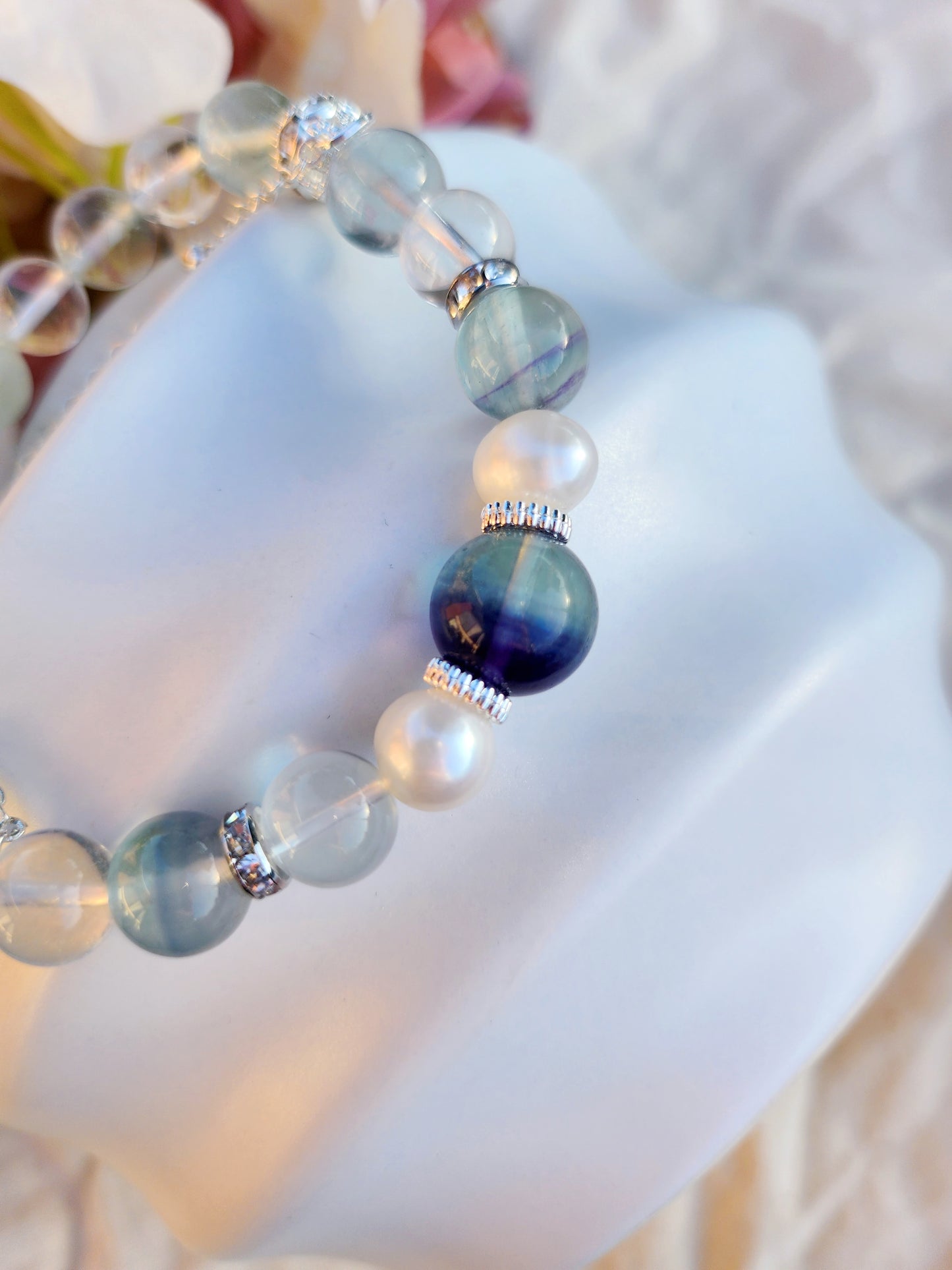 Handmade Crystal Bracelet- Mint Iceberg