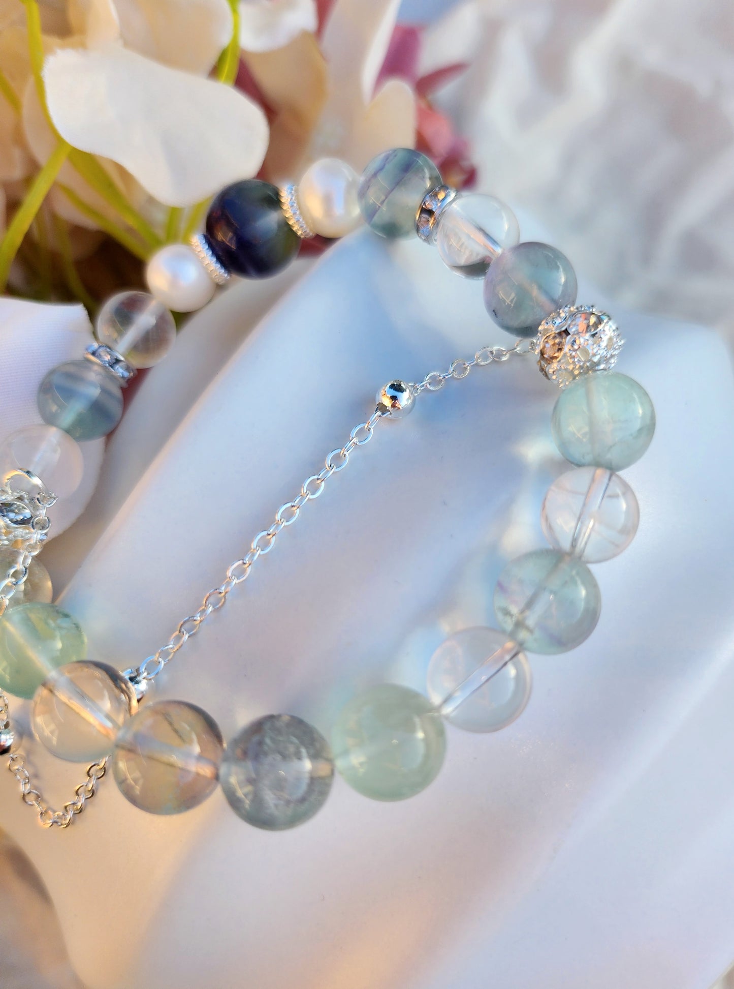 Handmade Crystal Bracelet- Mint Iceberg