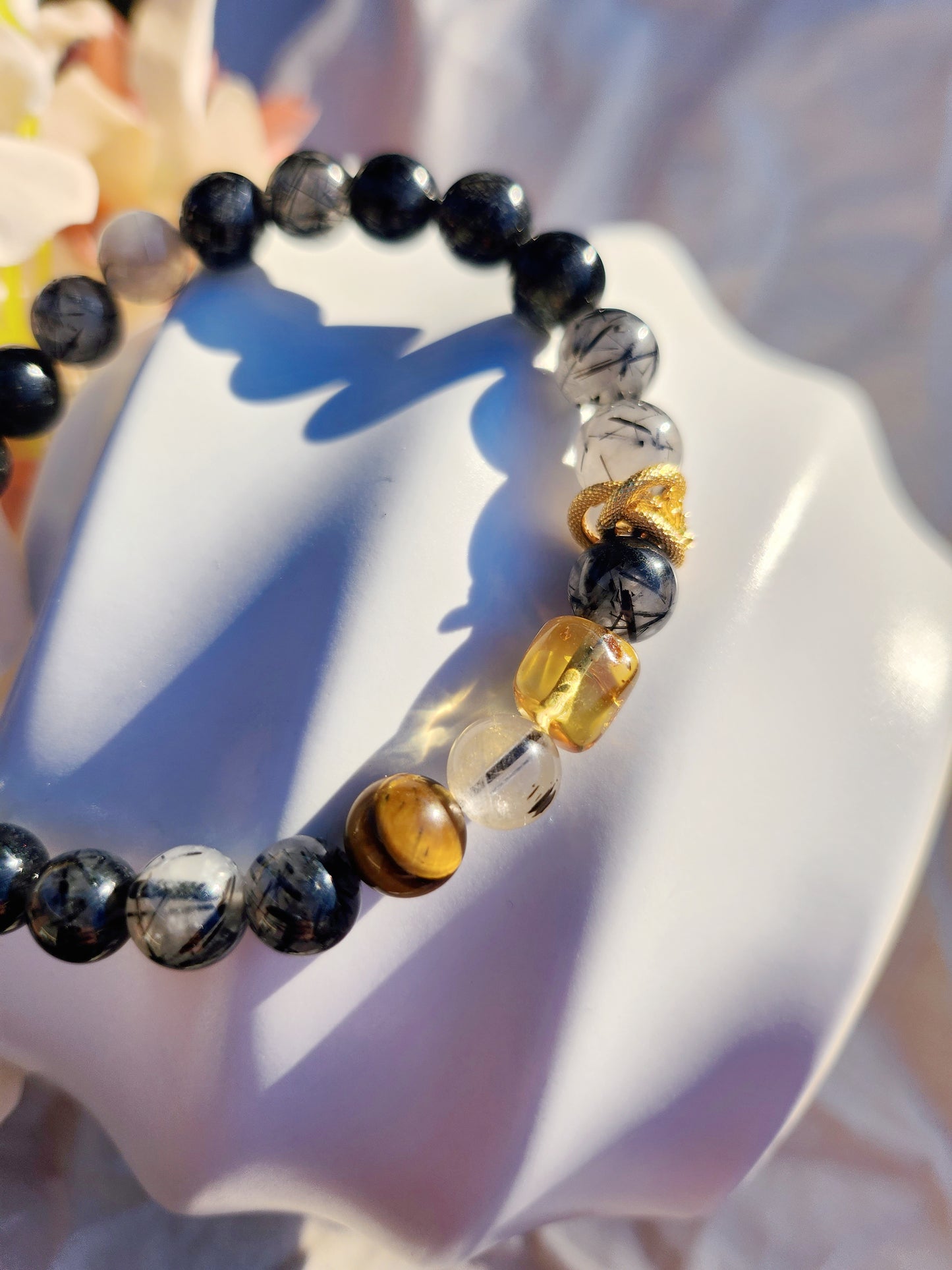 S925 Sterling Silver Handmade Crystal Bracelet- Golden Dragon
