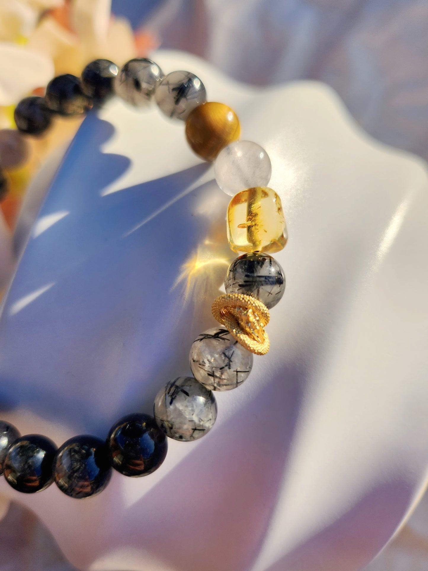 S925 Sterling Silver Handmade Crystal Bracelet- Golden Dragon