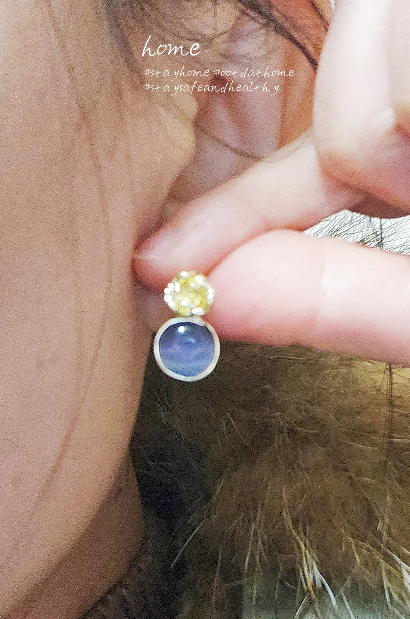 925 Sterling Silver Blue Stone Earring