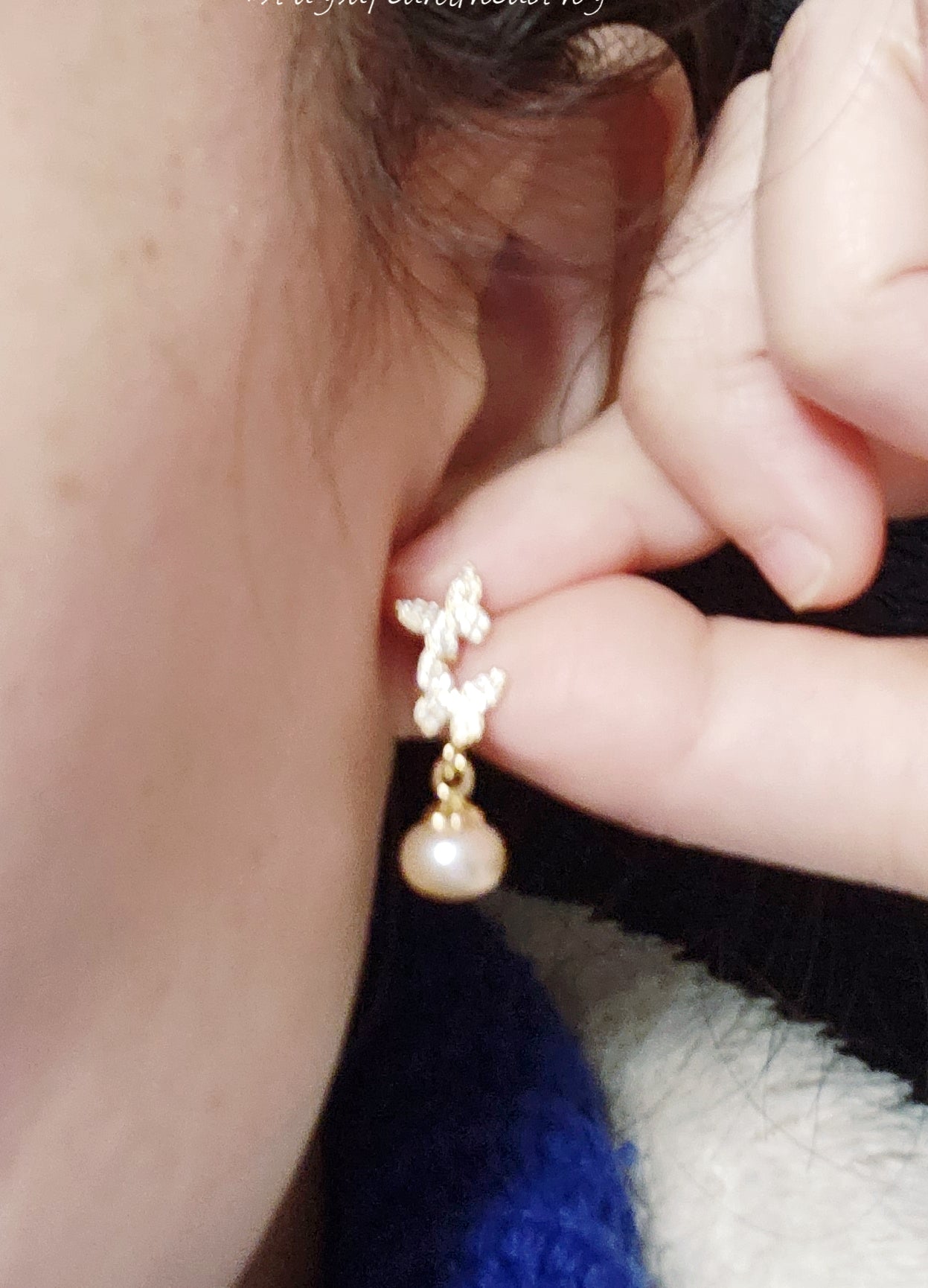 Freshwater Pearls & Zircon Butterflies Earring