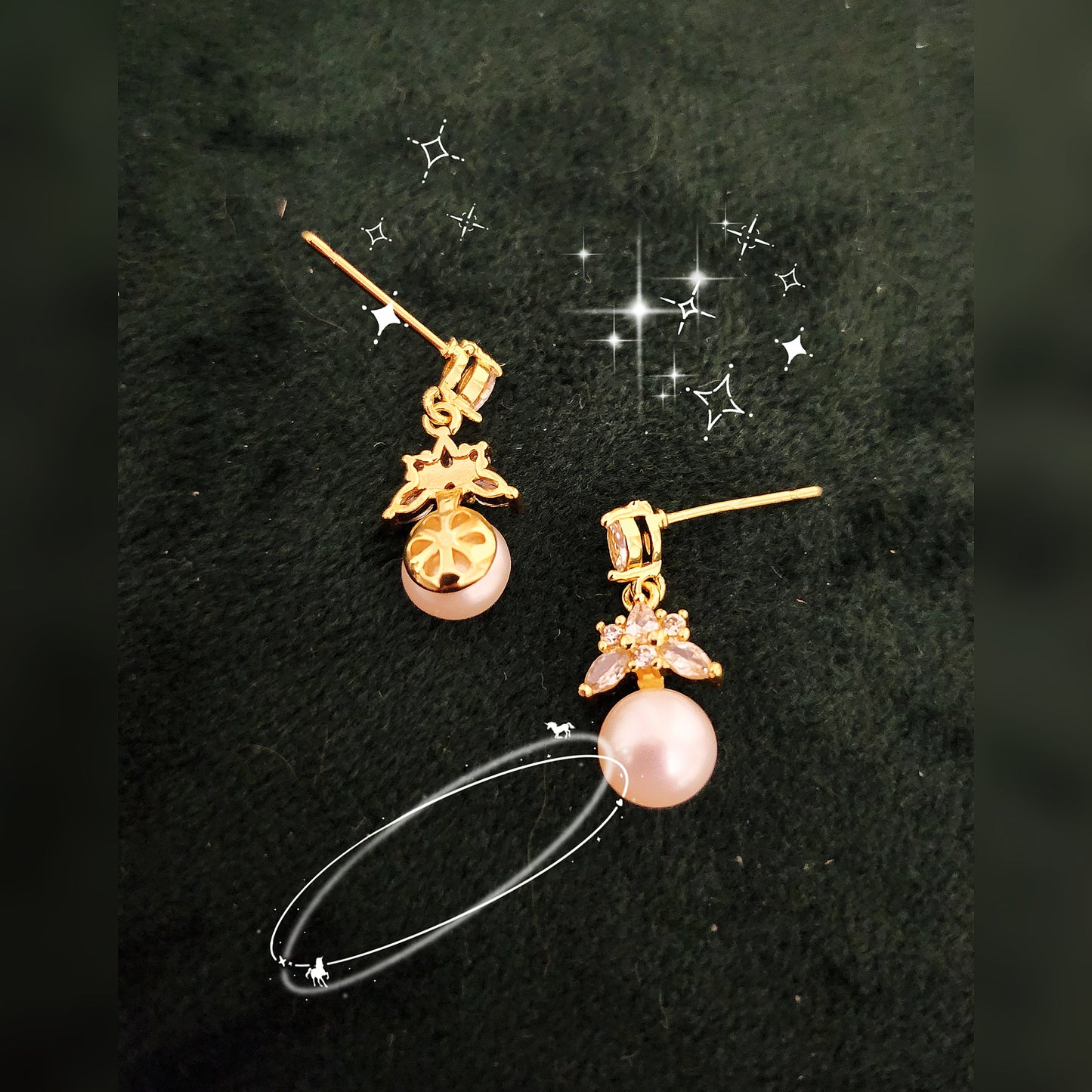 Freshwater Pearls & Zircon Butterflies Earring