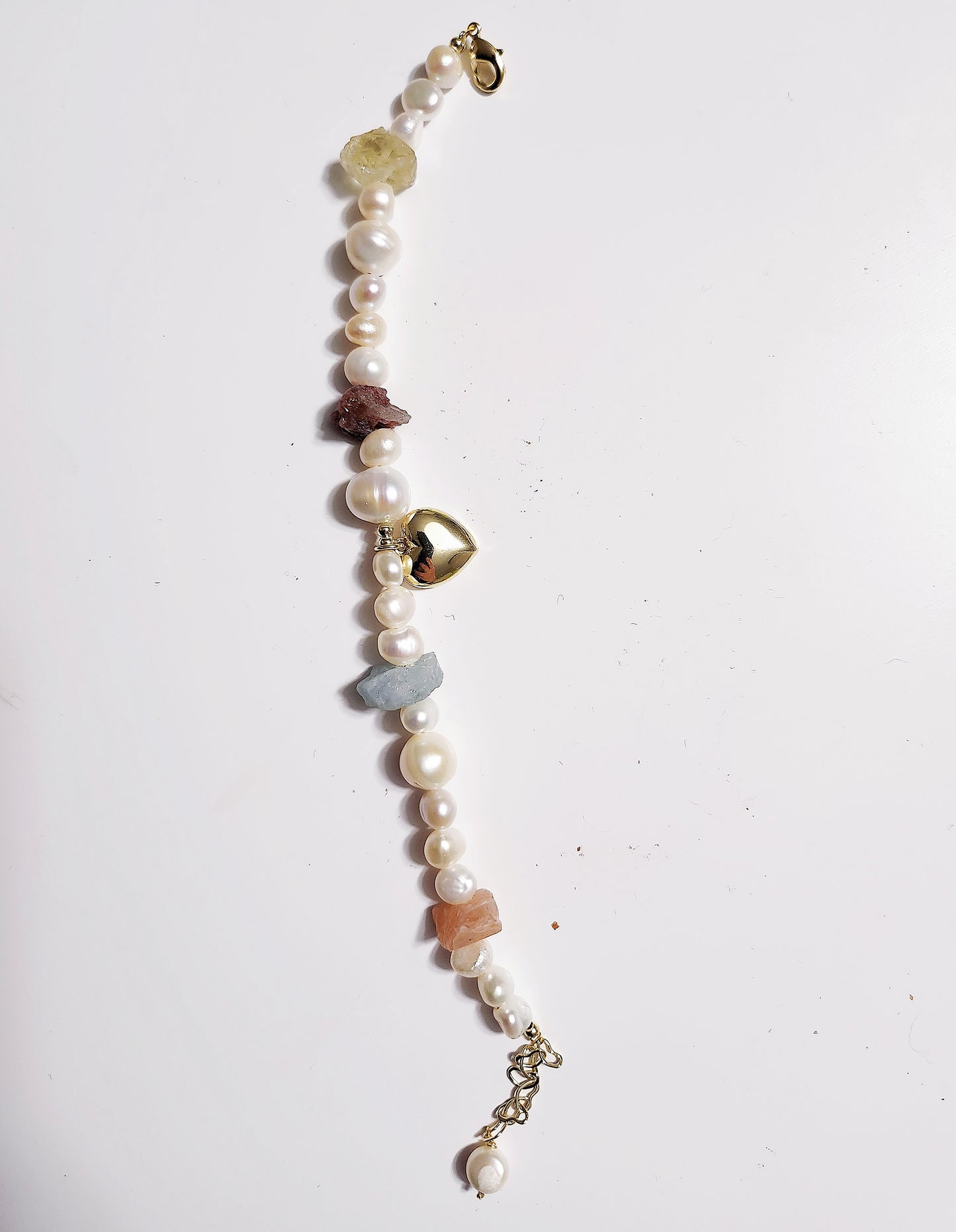 Raw Crystals Stones & Freshwater Pearls Bracelet
