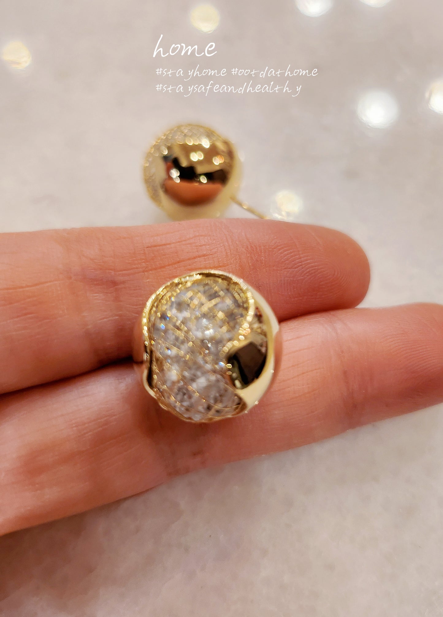 925 Sterling Silver Golden Ball Earring