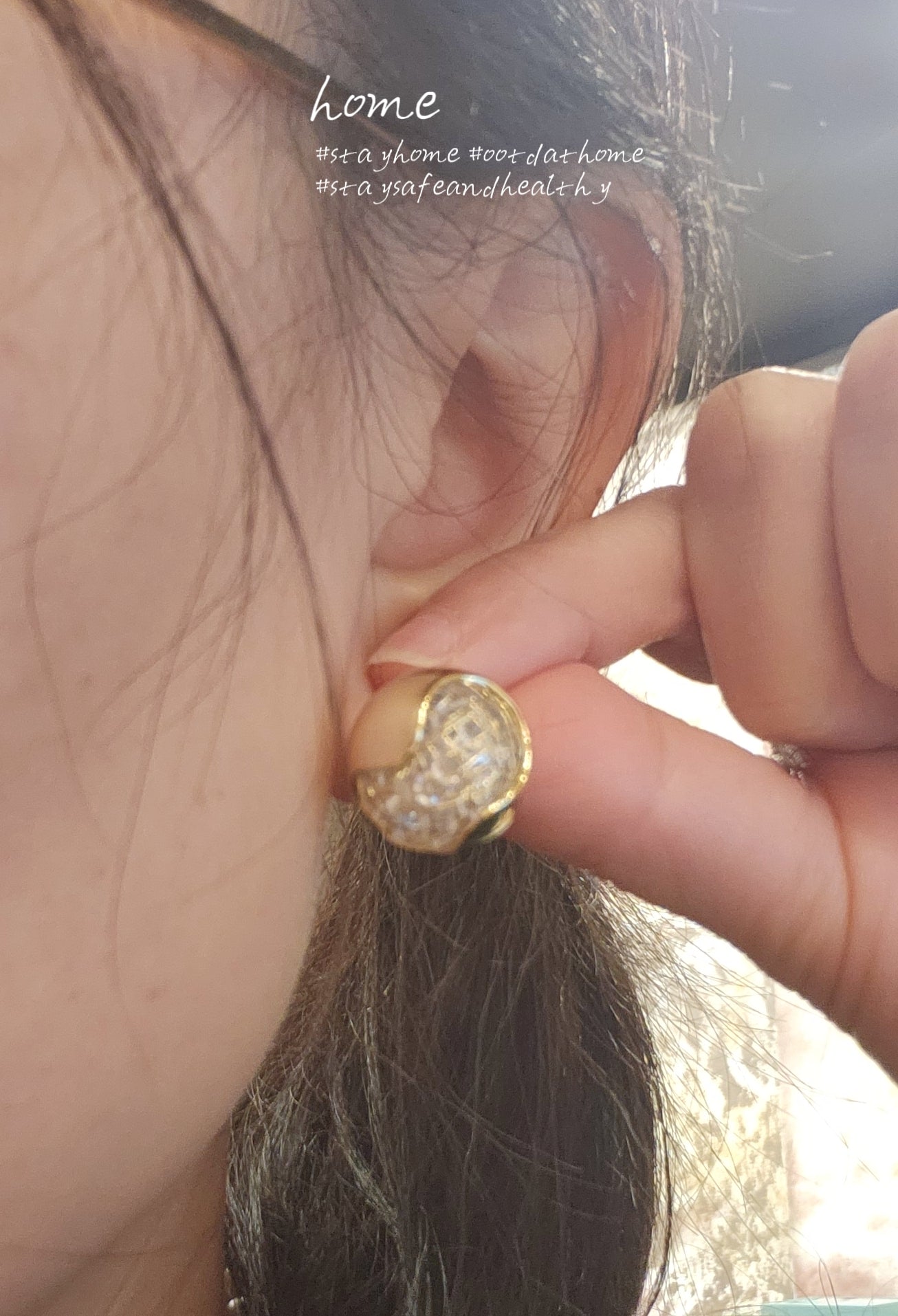 925 Sterling Silver Golden Ball Earring