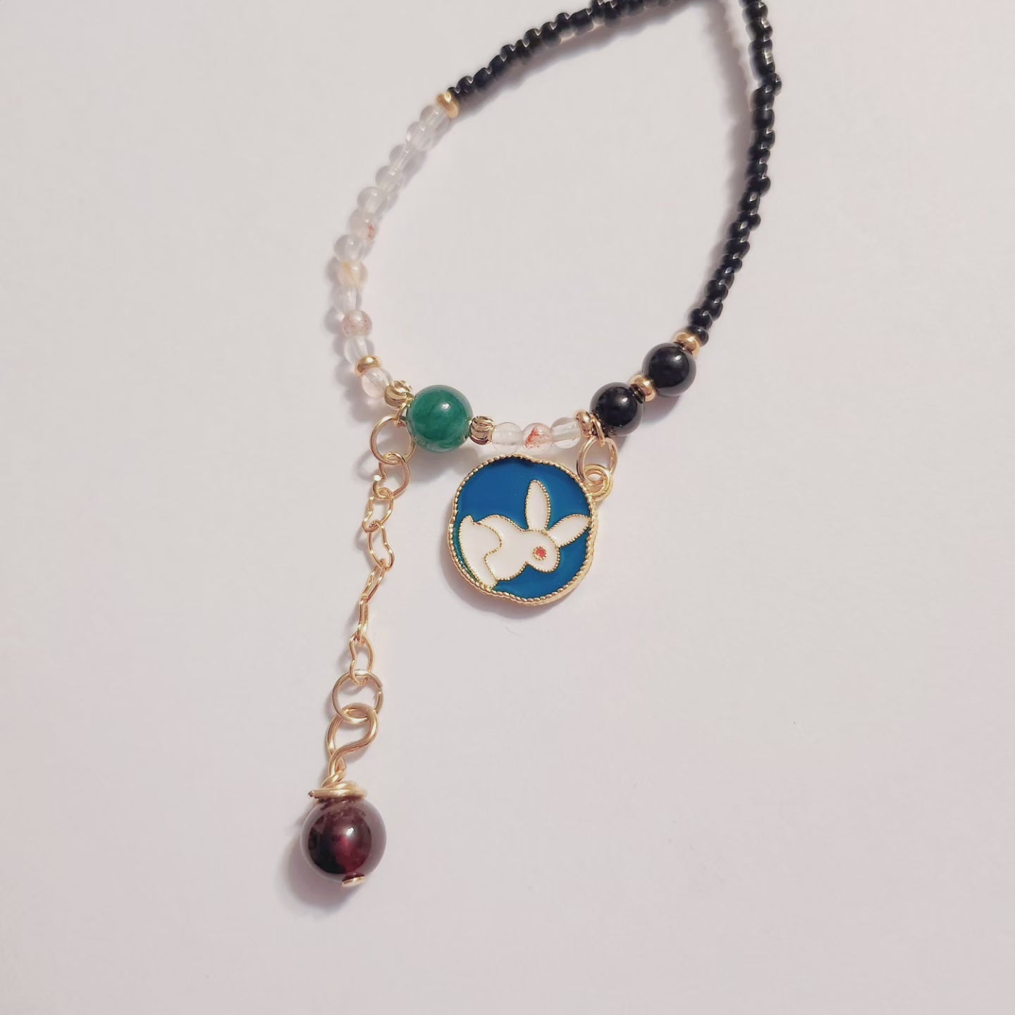 Handmade Crystal Necklace- Nighty Bunny