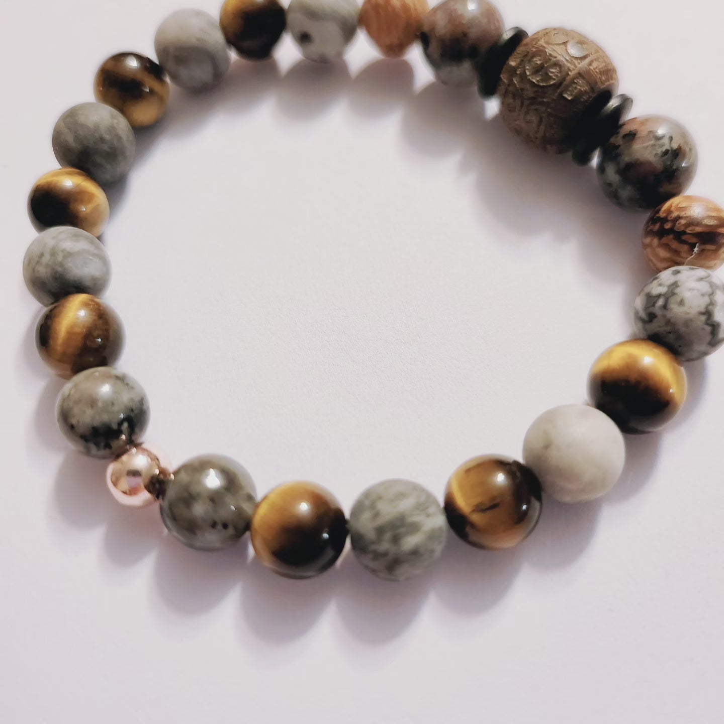Handmade Crystal Wood Bracelet Earthy Elegance