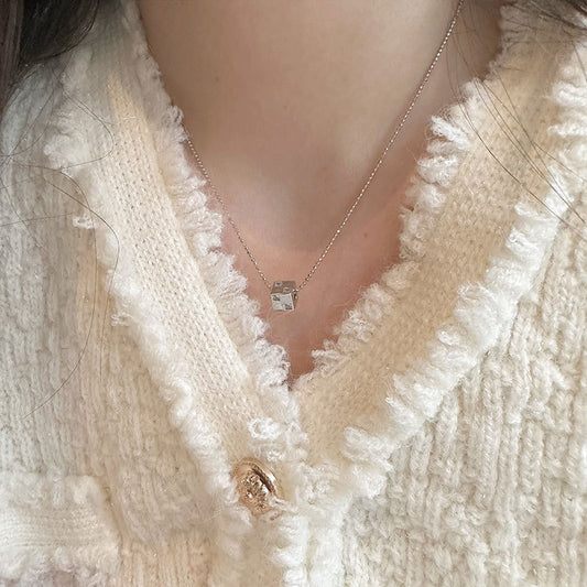 S925 Sterling Silver Zircon Dice Necklace