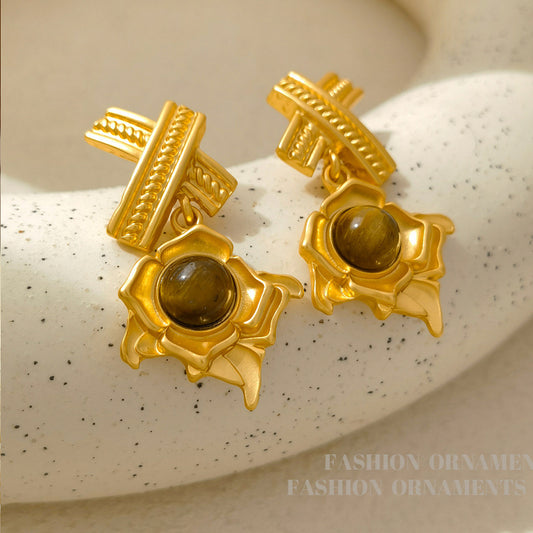 22K Gold Plated Vintage flower Earring