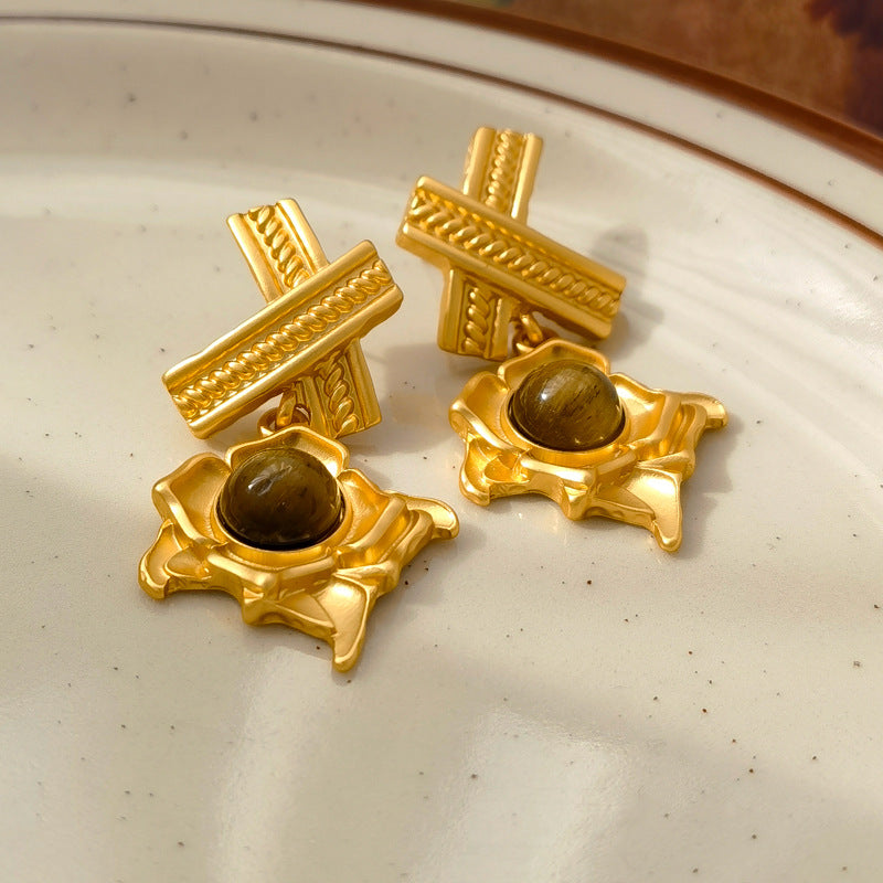 22K Gold Plated Vintage flower Earring