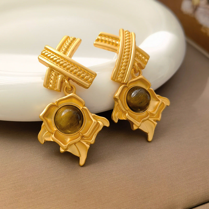 22K Gold Plated Vintage flower Earring