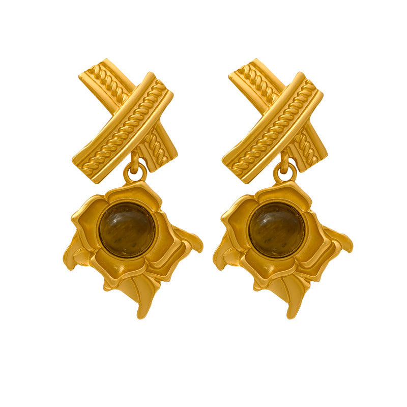 22K Gold Plated Vintage flower Earring