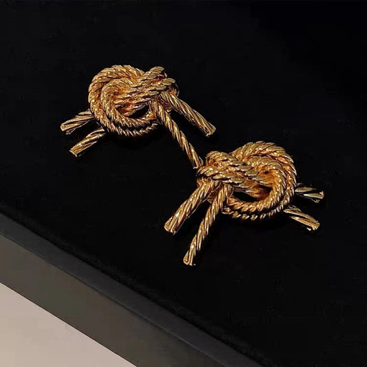 925 Sterling Silver Twisted Knot 18K Gold Plated Earring