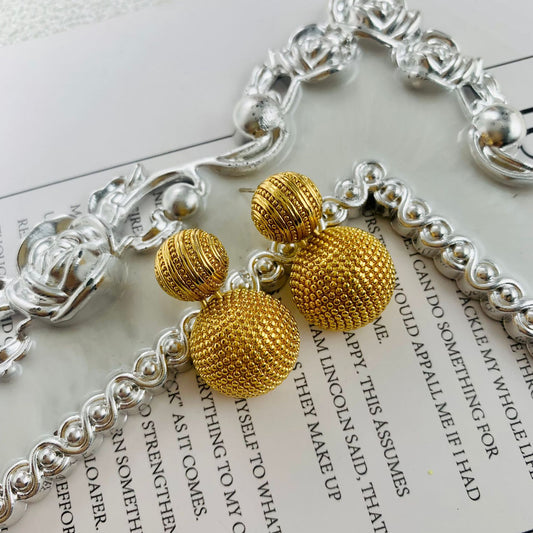 925 Sterling Silver Sphere 18K Gold Plated Earring
