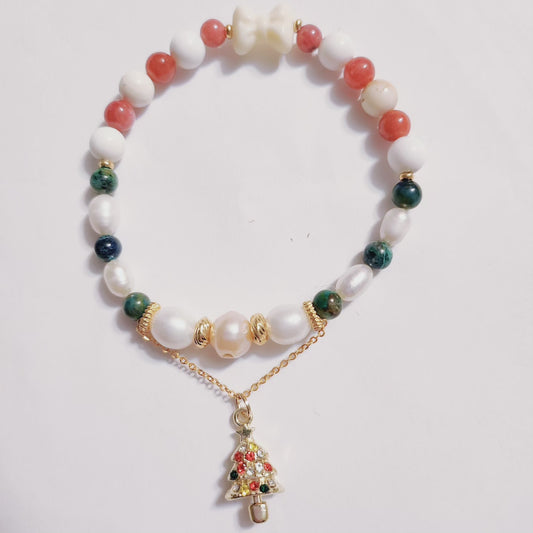 Handmade Crystal Bracelet Golden Christmas