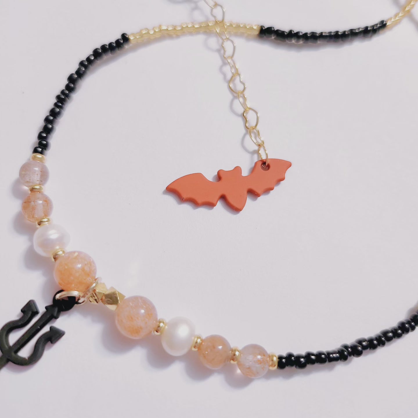 Handmade Crystal Necklace Happy Halloween