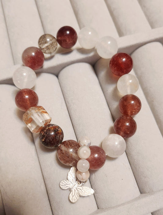 S925 sterling Silver Handmade Crystal Bracelet- Rustic Elegance