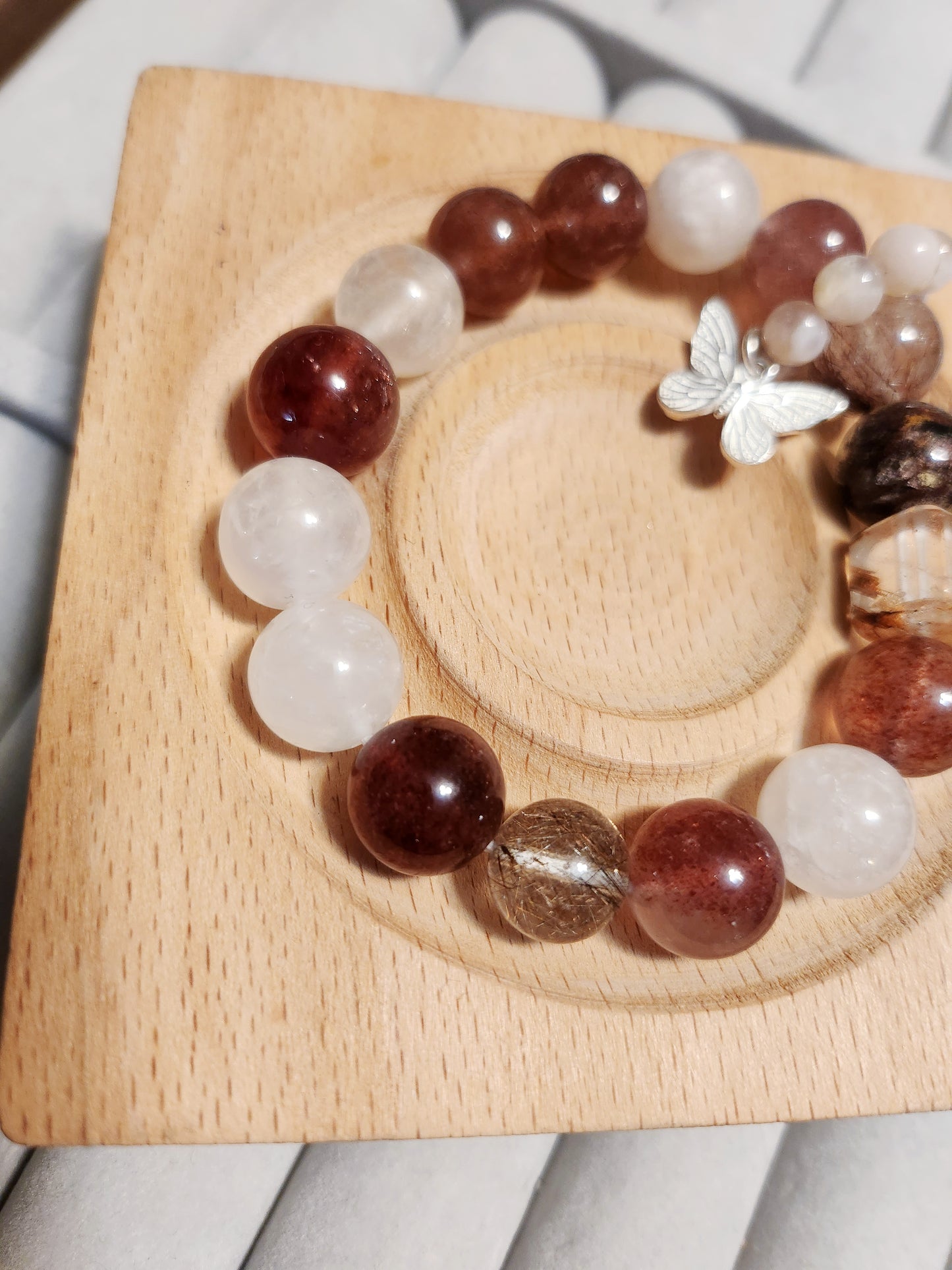 S925 sterling Silver Handmade Crystal Bracelet- Rustic Elegance