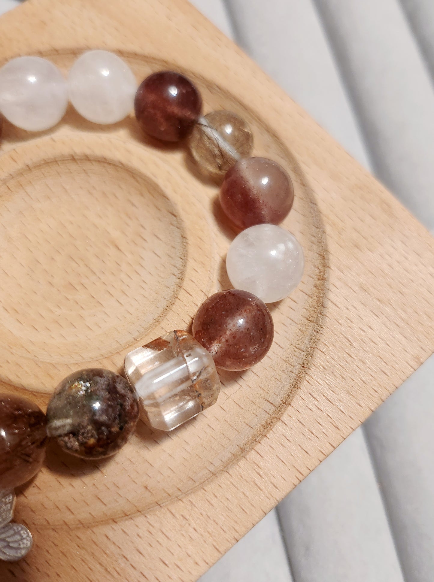 S925 sterling Silver Handmade Crystal Bracelet- Rustic Elegance