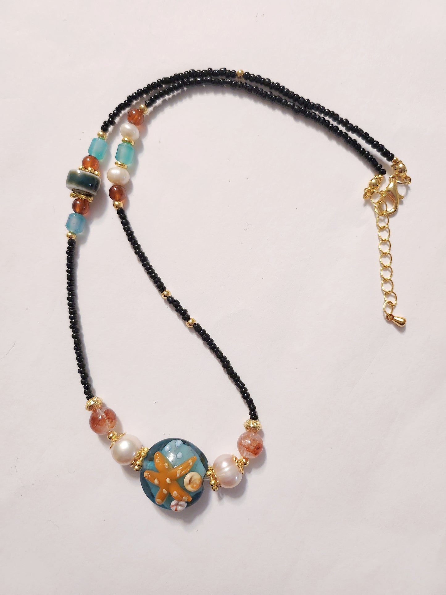 Whispers of the Deep Blue Handmade Crystal Necklace
