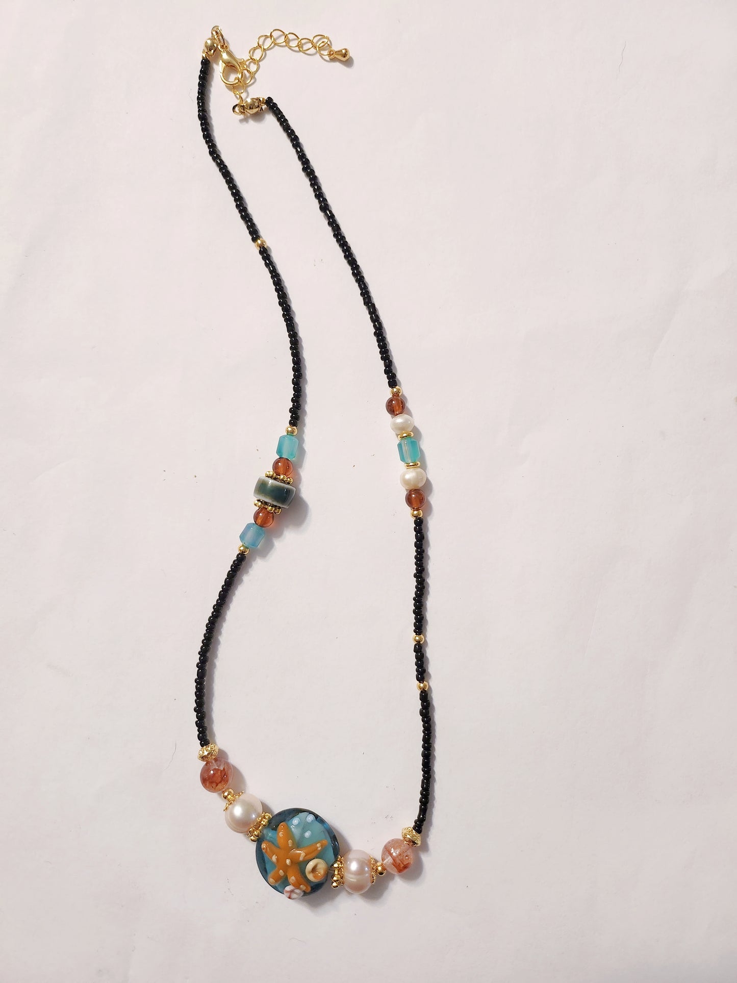 Whispers of the Deep Blue Handmade Crystal Necklace