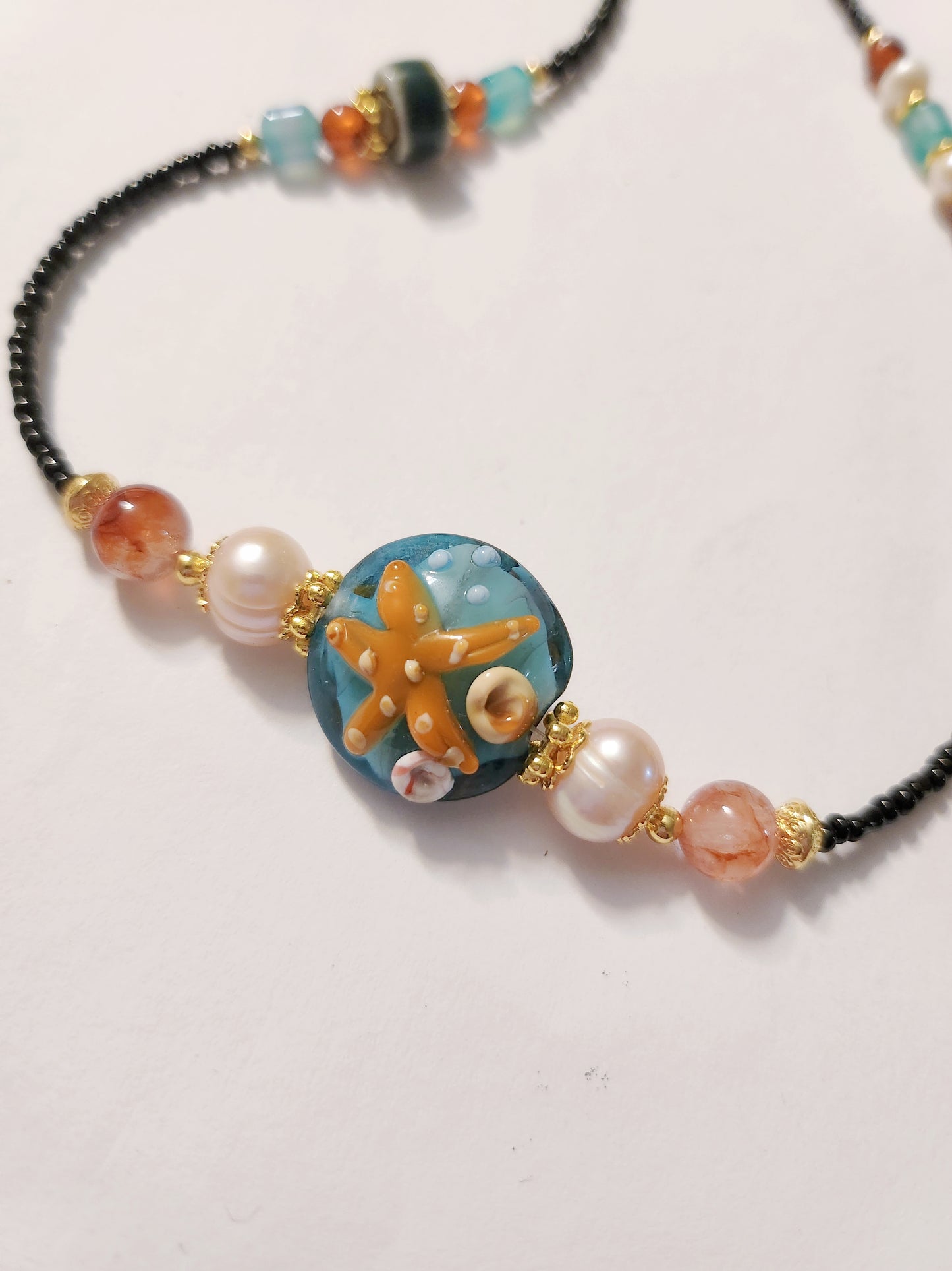 Whispers of the Deep Blue Handmade Crystal Necklace
