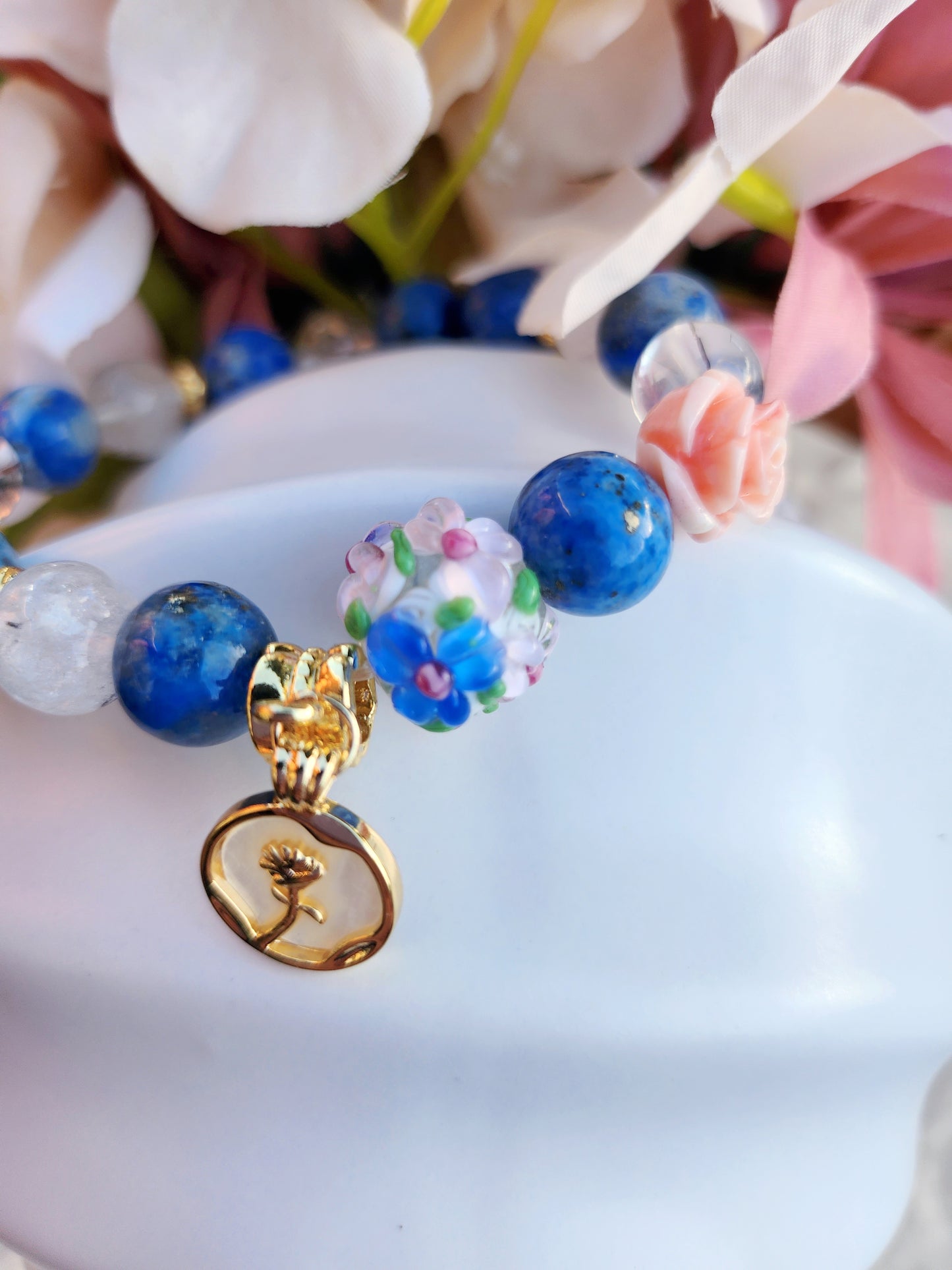 Handmade Crystal Bracelet - Seaside Blossoms