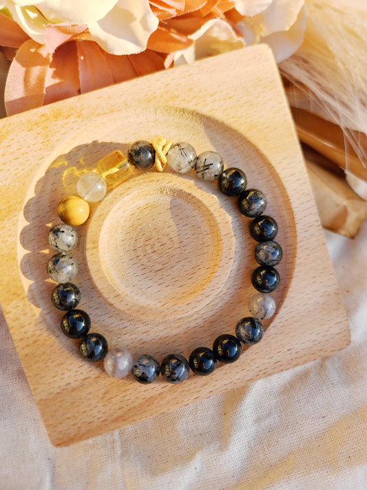 S925 Sterling Silver Handmade Crystal Bracelet- Golden Dragon