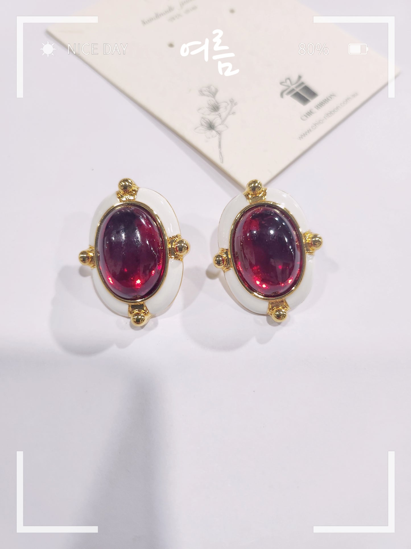 925 Sterling Silver Ruby Earring