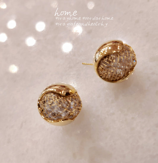 925 Sterling Silver Golden Ball Earring