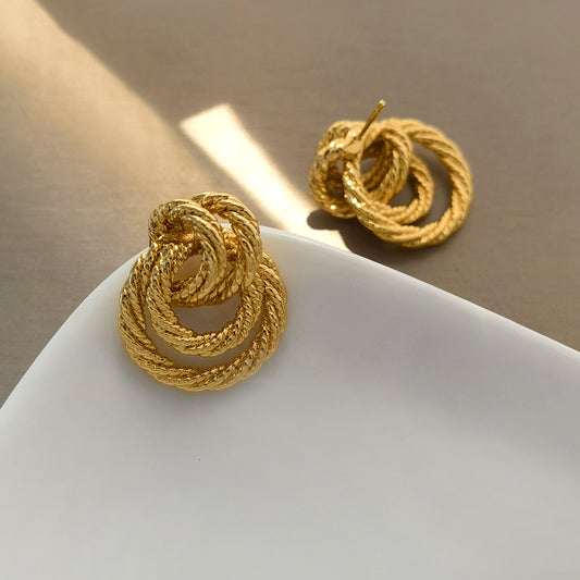 Vintage Twist Knot 24K Gold Plated Pure Brass Earring