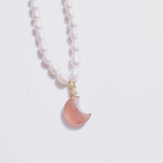 Handmade Crystal Necklace- Strawberry Moon Night